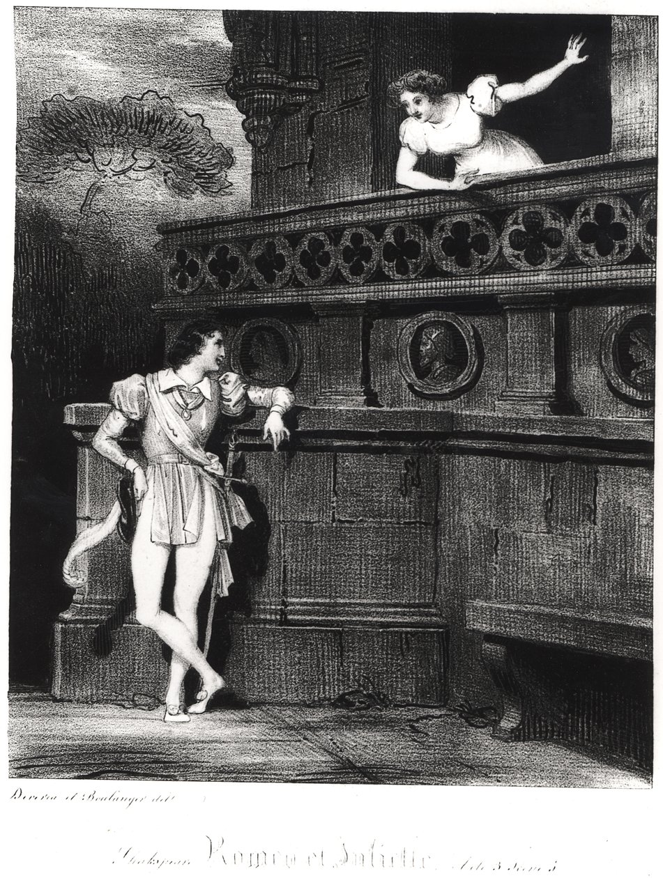 Scen från akt III av "Romeo och Julia" av William Shakespeare (1564-1616) av Achille Devéria