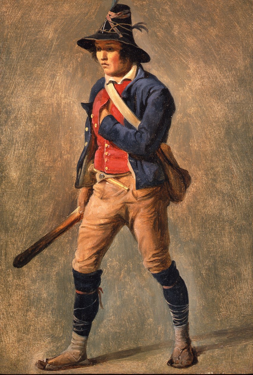 En av ett par italienska studier, 1820 (olja på papper på duk) av Achille Etna Michallon