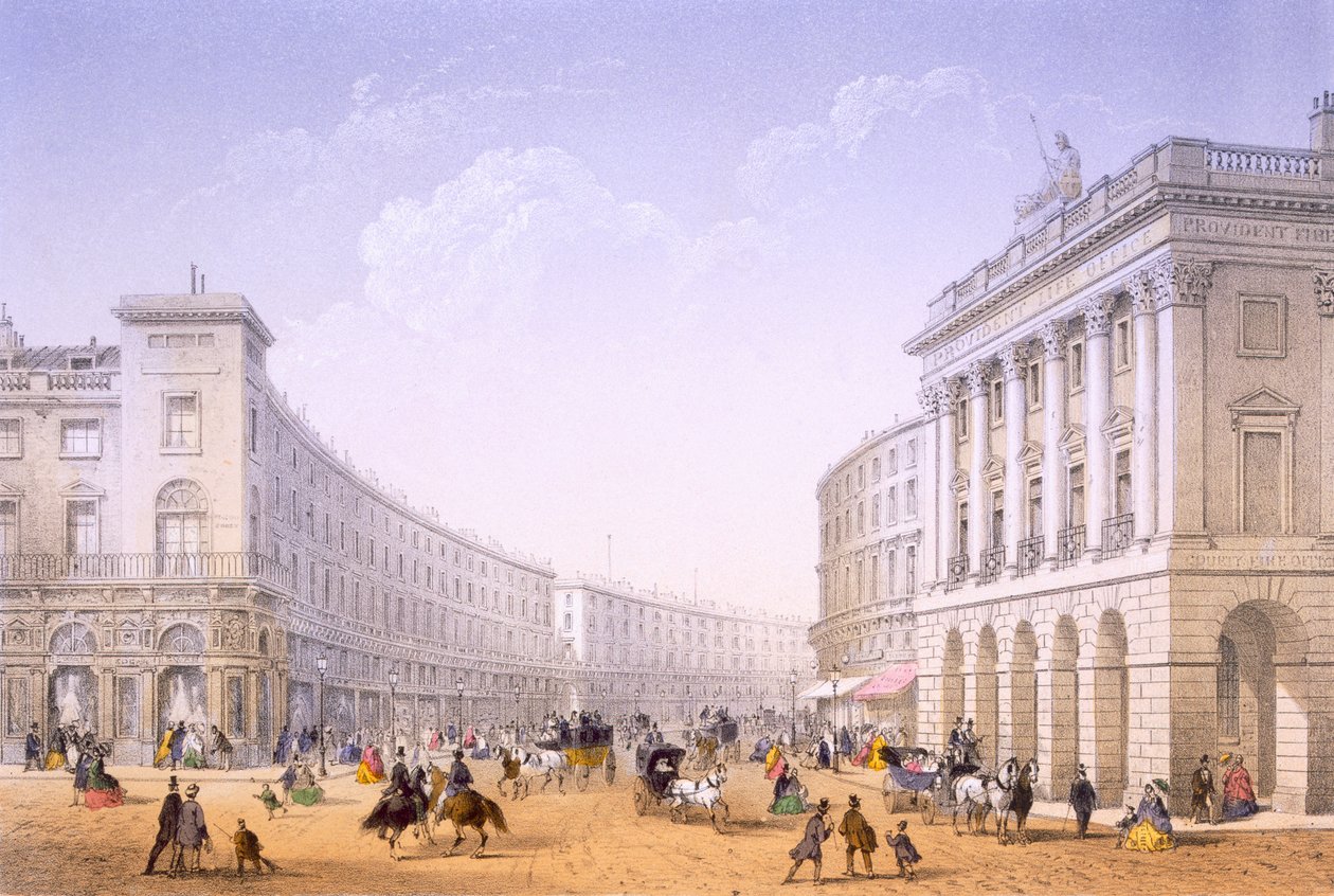 The Quadrant and Regent Street, London, 1862 av Achille Louis Martinet