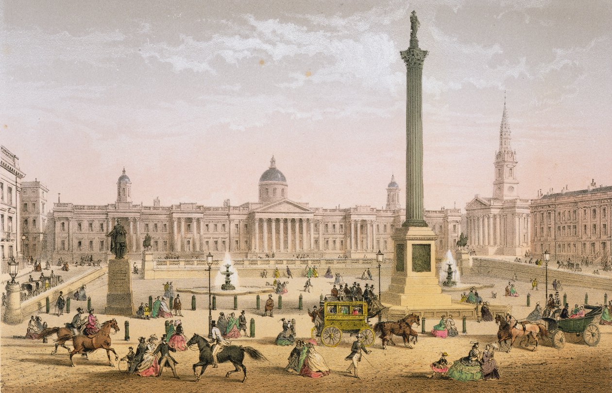 Trafalgar Square, omkring 1862 av Achille Louis Martinet