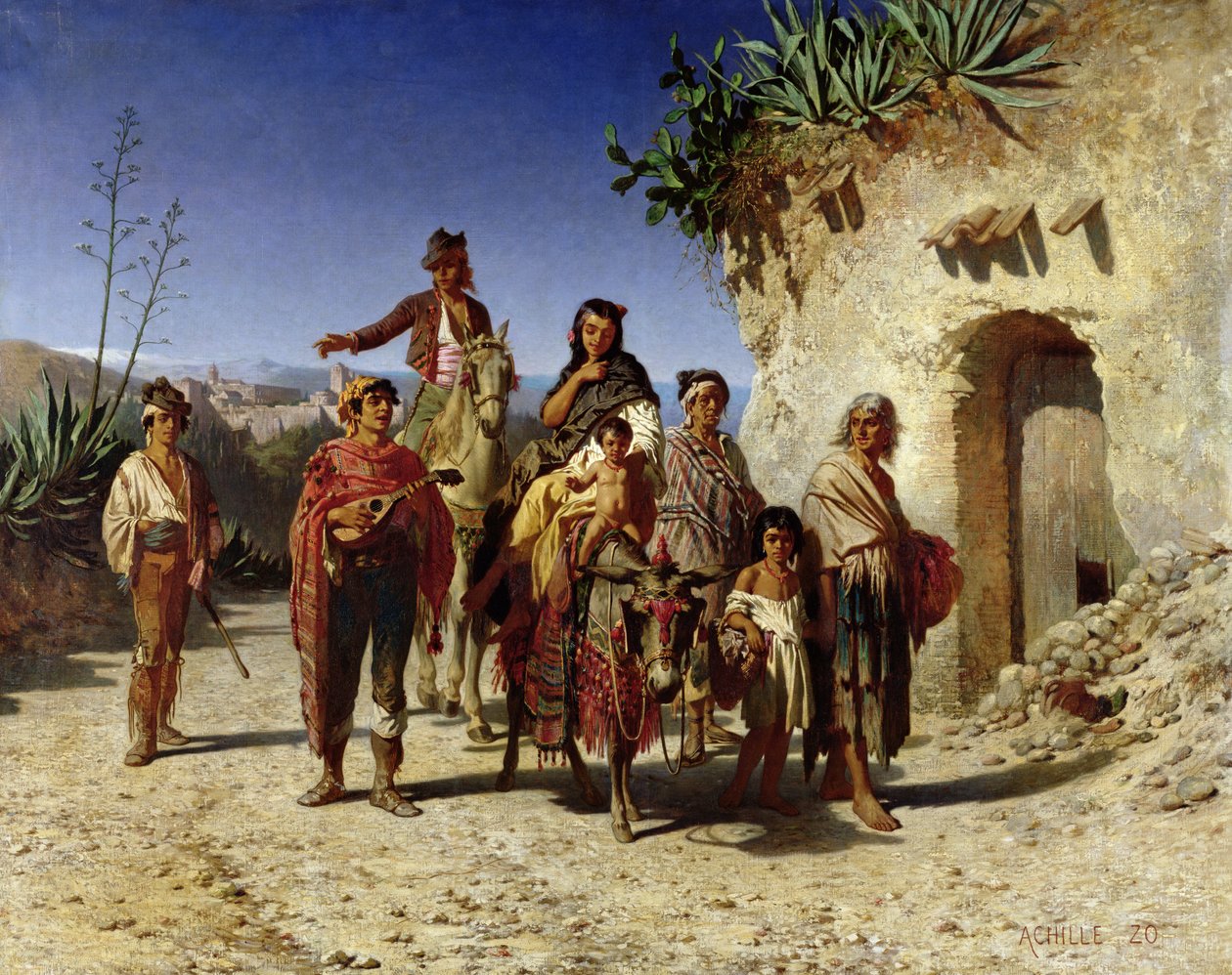 En zigenarfamilj på vägen, ca 1861 av Achille Zo