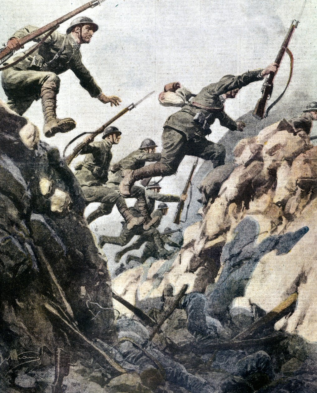 Slaget vid Ortigara (juni 1917). Tallrik av A. Beltrame. av Achille Beltrame