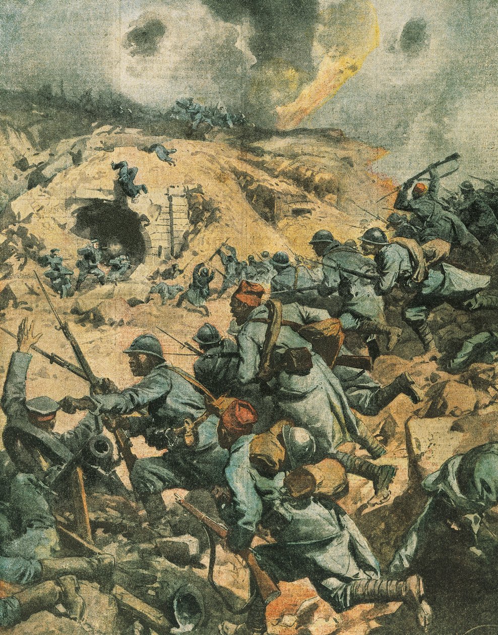 Battle of Verdun, omslagsillustration från "The Sunday Courier" av Achille Beltrame