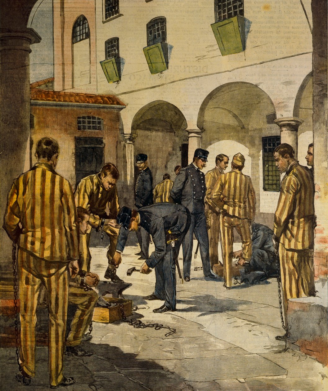 Civila reformer: avskaffande av kedjor i Italiens fängelser, av Achille Beltrame (1871-1945), från La Domenica del Corriere, 3 oktober 1902 av Achille Beltrame