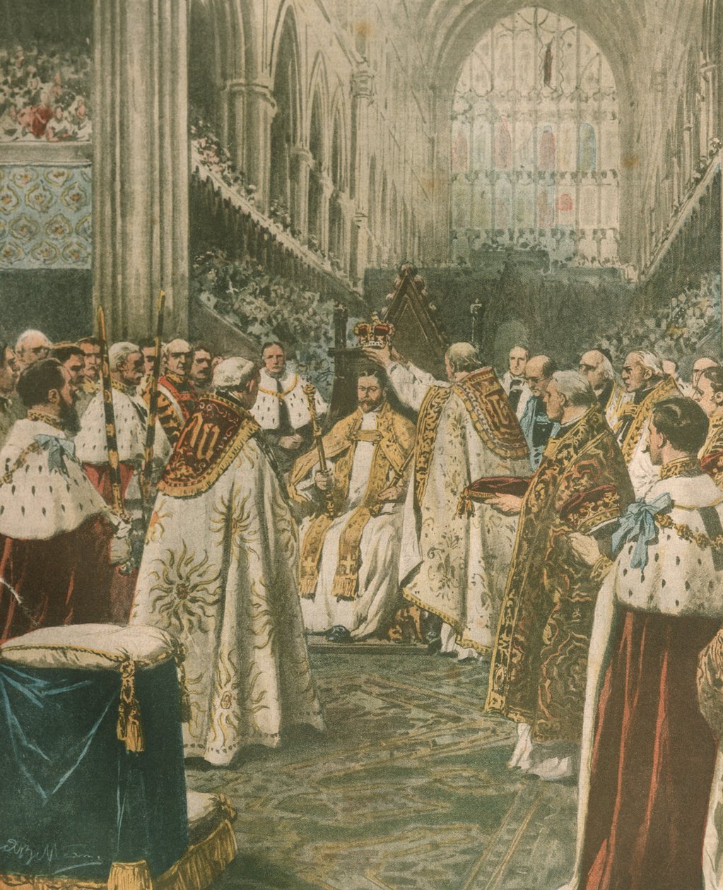Omslagsillustration av kröning av kung George V; London, England av Achille Beltrame