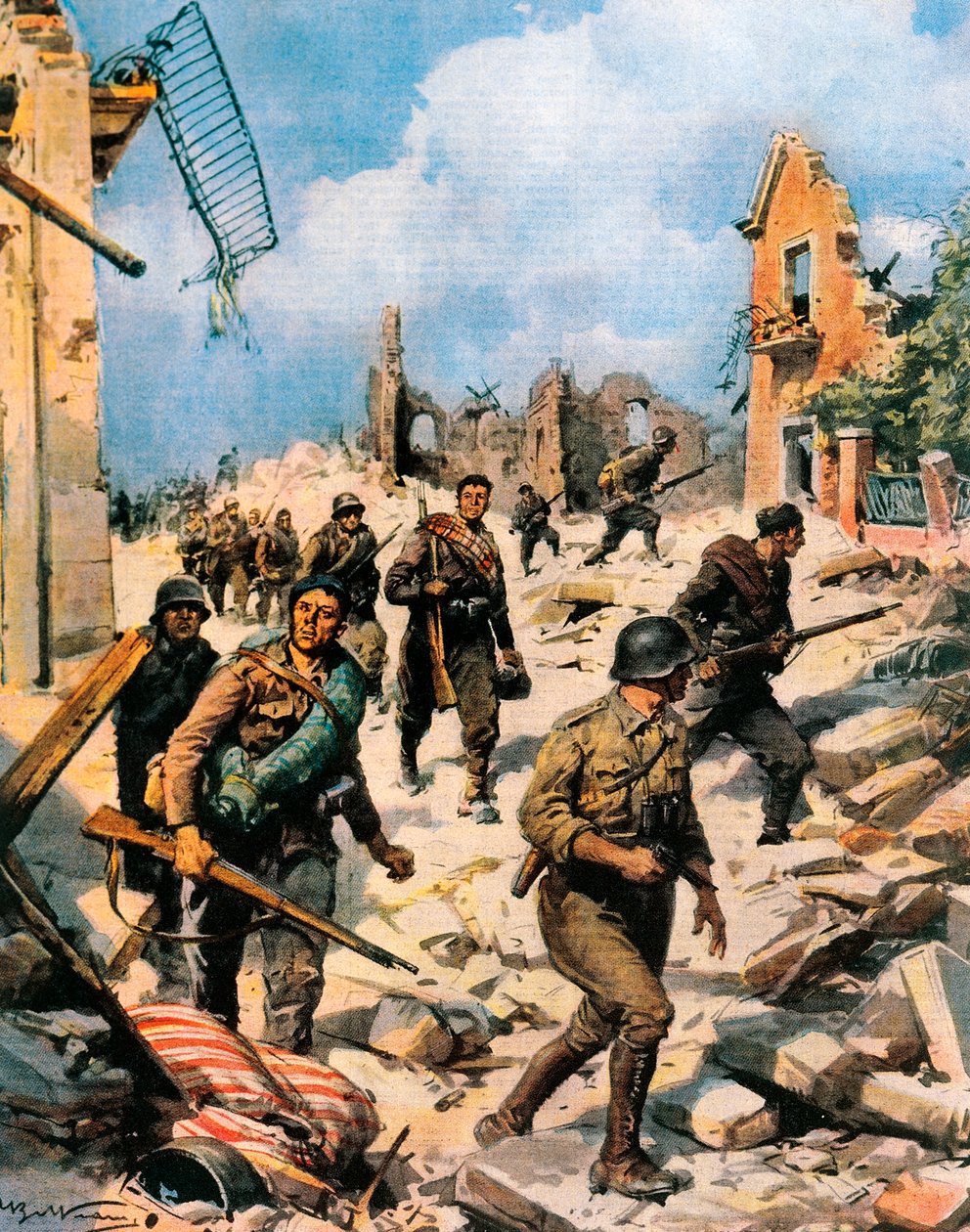 Strid i Teruel under spanska inbördeskriget, Achille Beltrame (1871-1945) från La Domenica del Corriere av Achille Beltrame