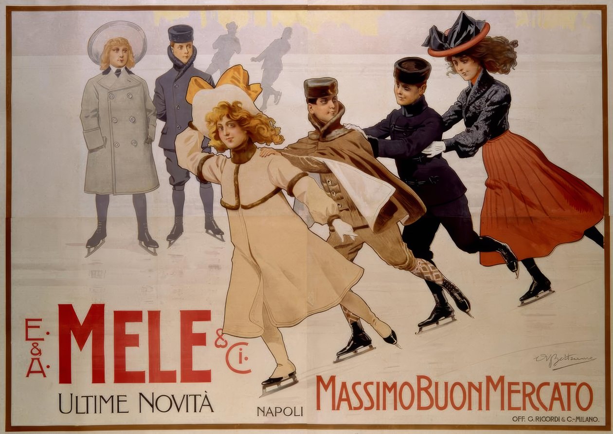 Ungdomsskridskoåkare / affisch 1902 av Achille Beltrame