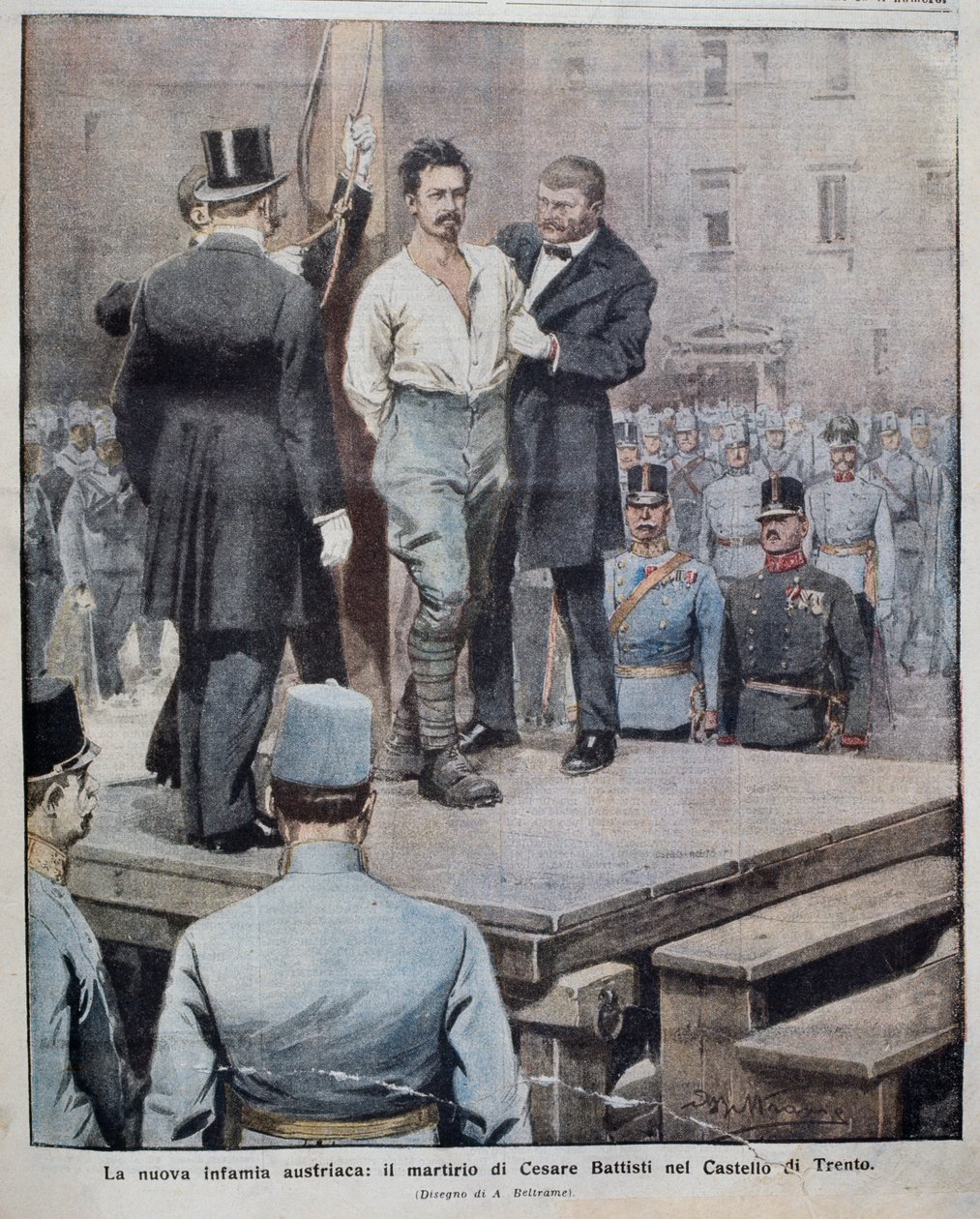 Cesare Battistis martyrskap (1875-1916) 12 juli av Achille Beltrame