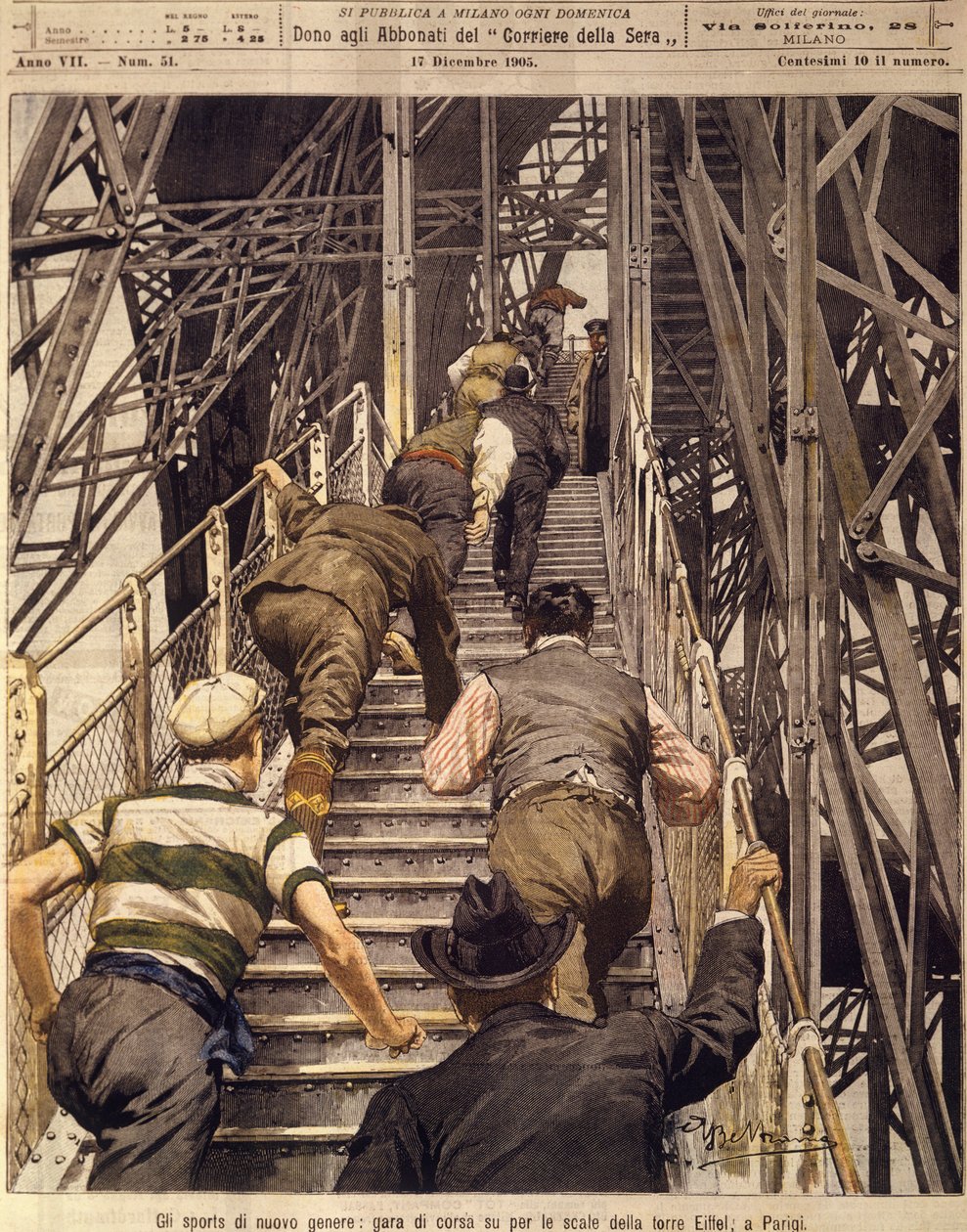Nya sporter: löplopp uppför trappan på Tour Eiffel i Paris, 17 december av Achille Beltrame