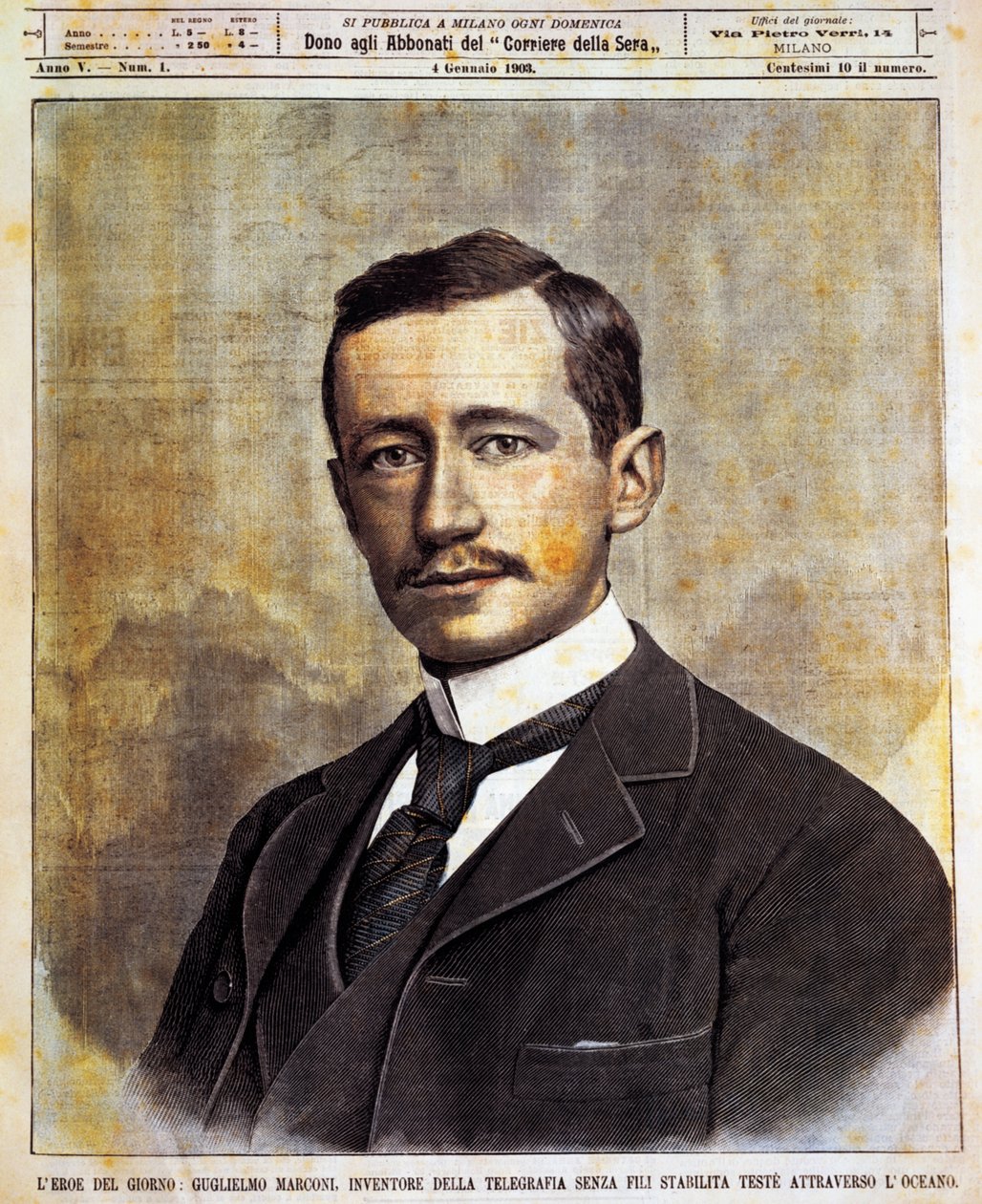 Porträtt av Guglielmo Giovanni Maria Marconi (Bologna av Achille Beltrame