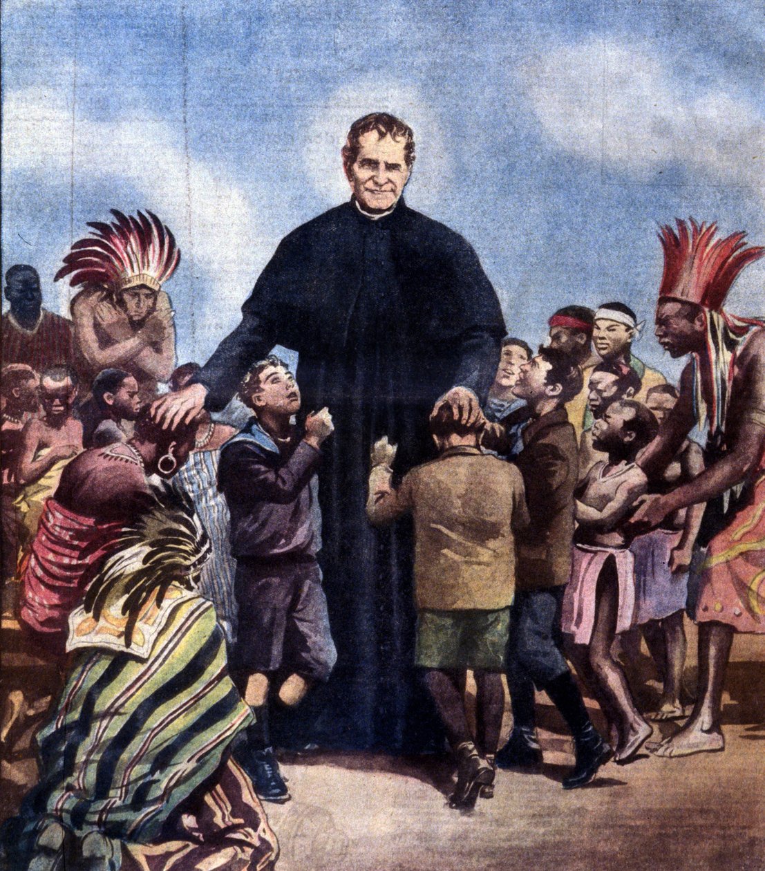 Saint John Bosco. Giovanni Bosco, även känd som Don Bosco Italian Priest (1815-1888). Illustration av Achille beltrame av Achille Beltrame