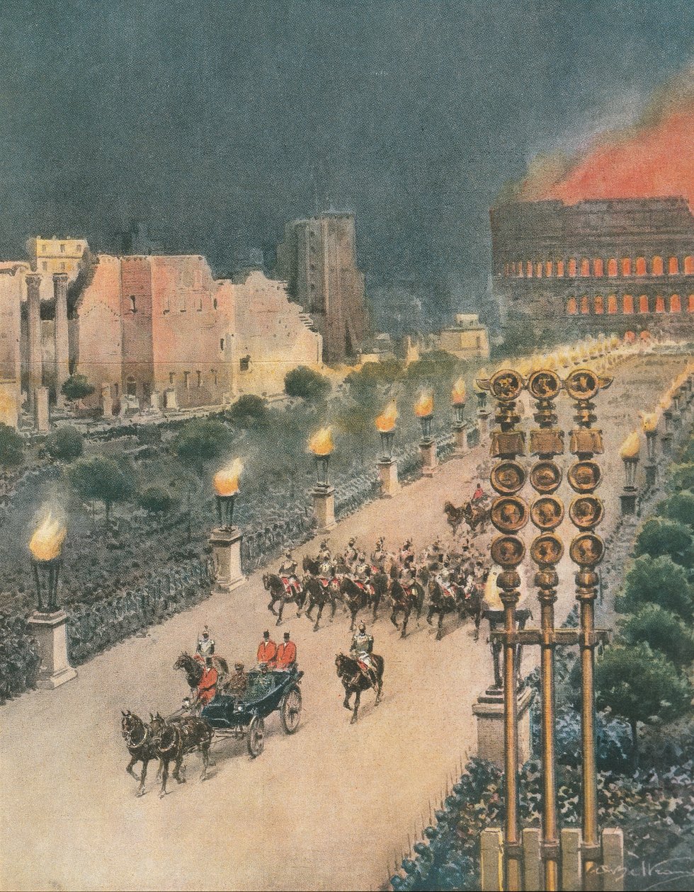Adolf Hitlers triumferande intåg i Rom, illustration från 