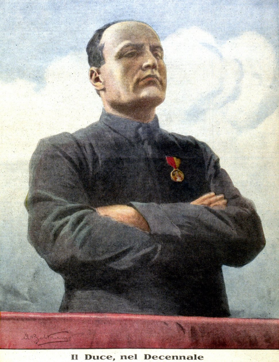 porträtt av Benito Mussolini av Achille Beltrame 1932 av Achille Beltrame