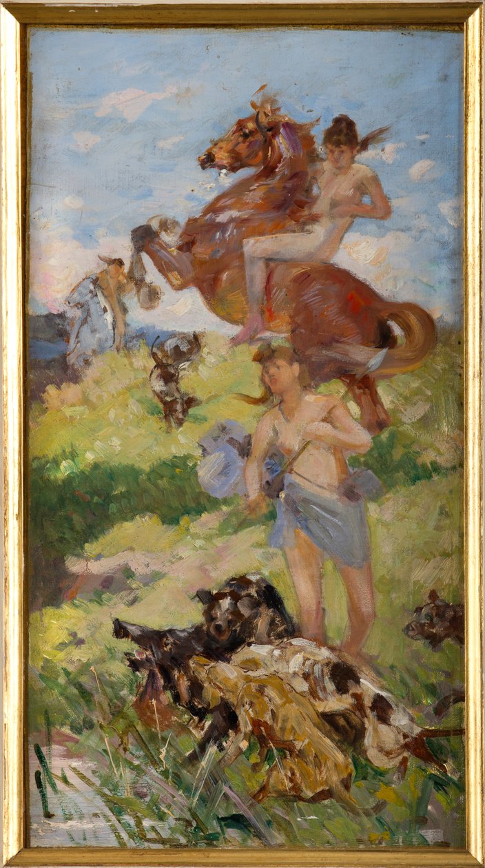 Jaktscen av Achille Boschi