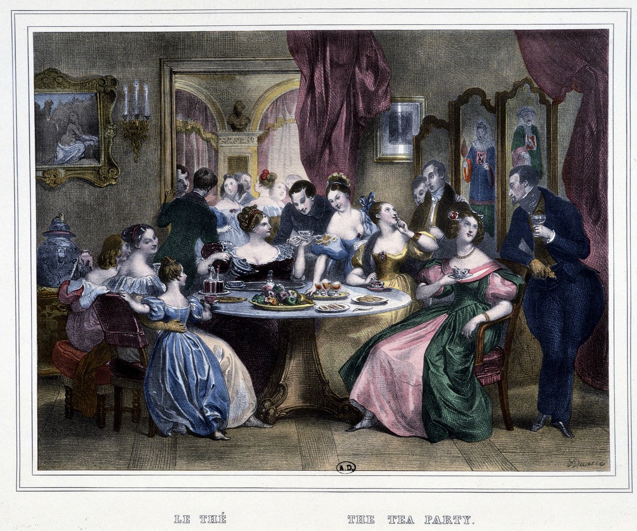 Fem timmar: Tea time - i "Les heures de la Parisienne" av Achille Devéria av Achille Devéria