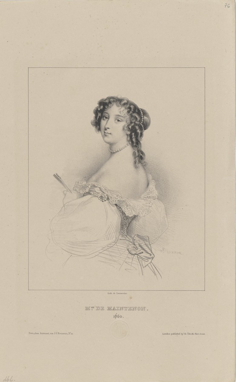 Françoise dAubigné, Marquise de Maintenon 1635-1719, 1830-1840-talet. av Achille Devéria