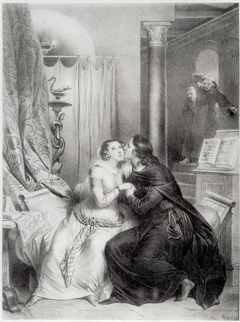 Heloise och Abelard av Achille Devéria