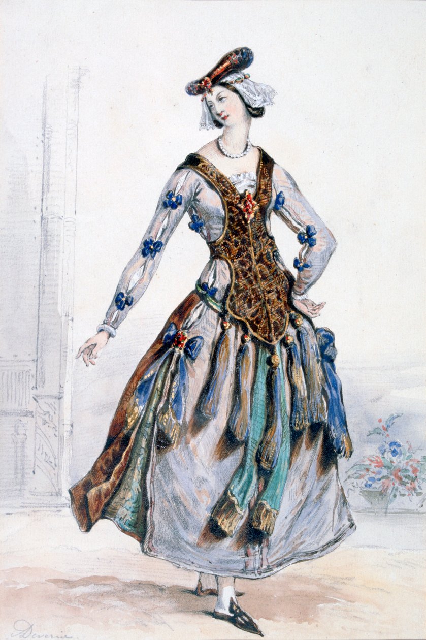 Mademoiselle Sophie, Kostymdesign för en opera, c1820-1857 av Achille Devéria