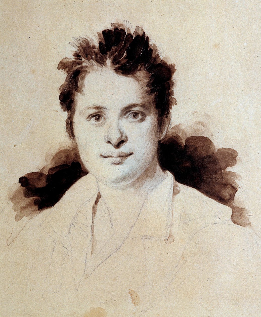 Porträtt av den franska författaren Honore de Balzac (1799-1850) ung Teckning av Achilles Deveria (1800-1857) 1800-talet. Chantilly, Conde Museum. Coll. Lovenjoul. Tillstånd att ansöka till Institut de France av Achille Devéria