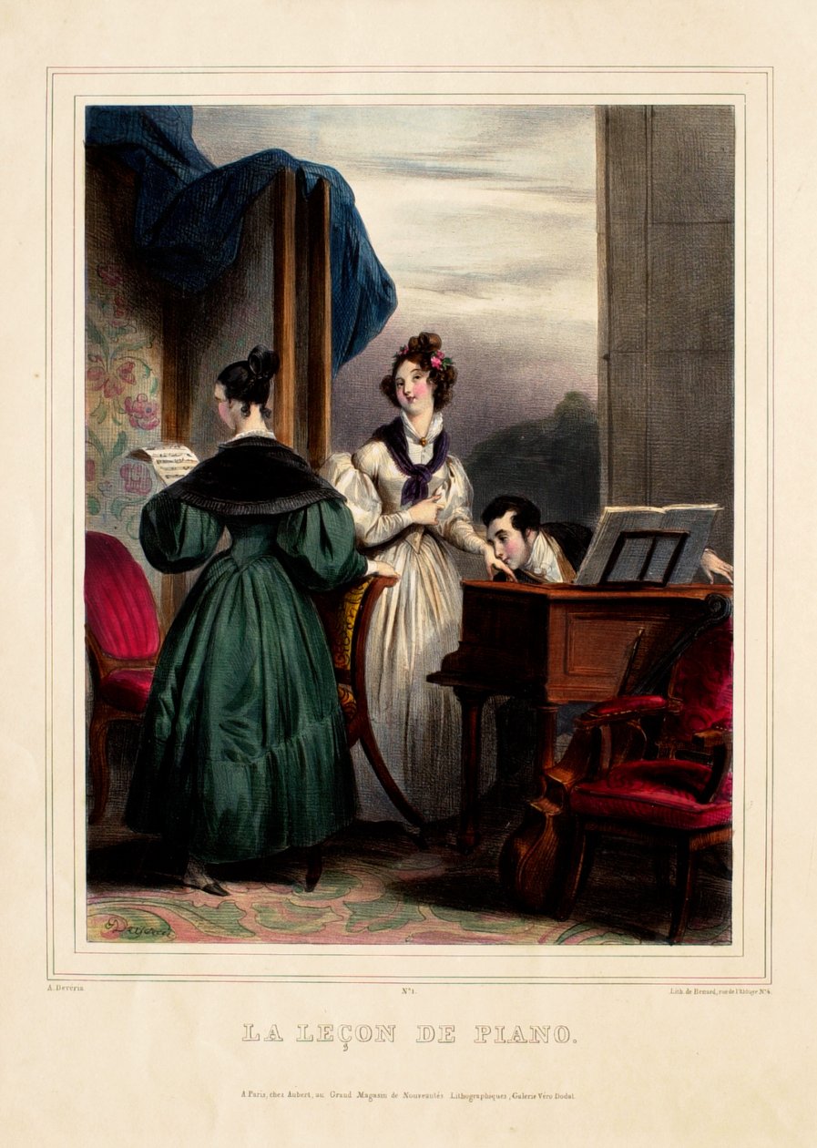 Pianolektionen av Achille Devéria