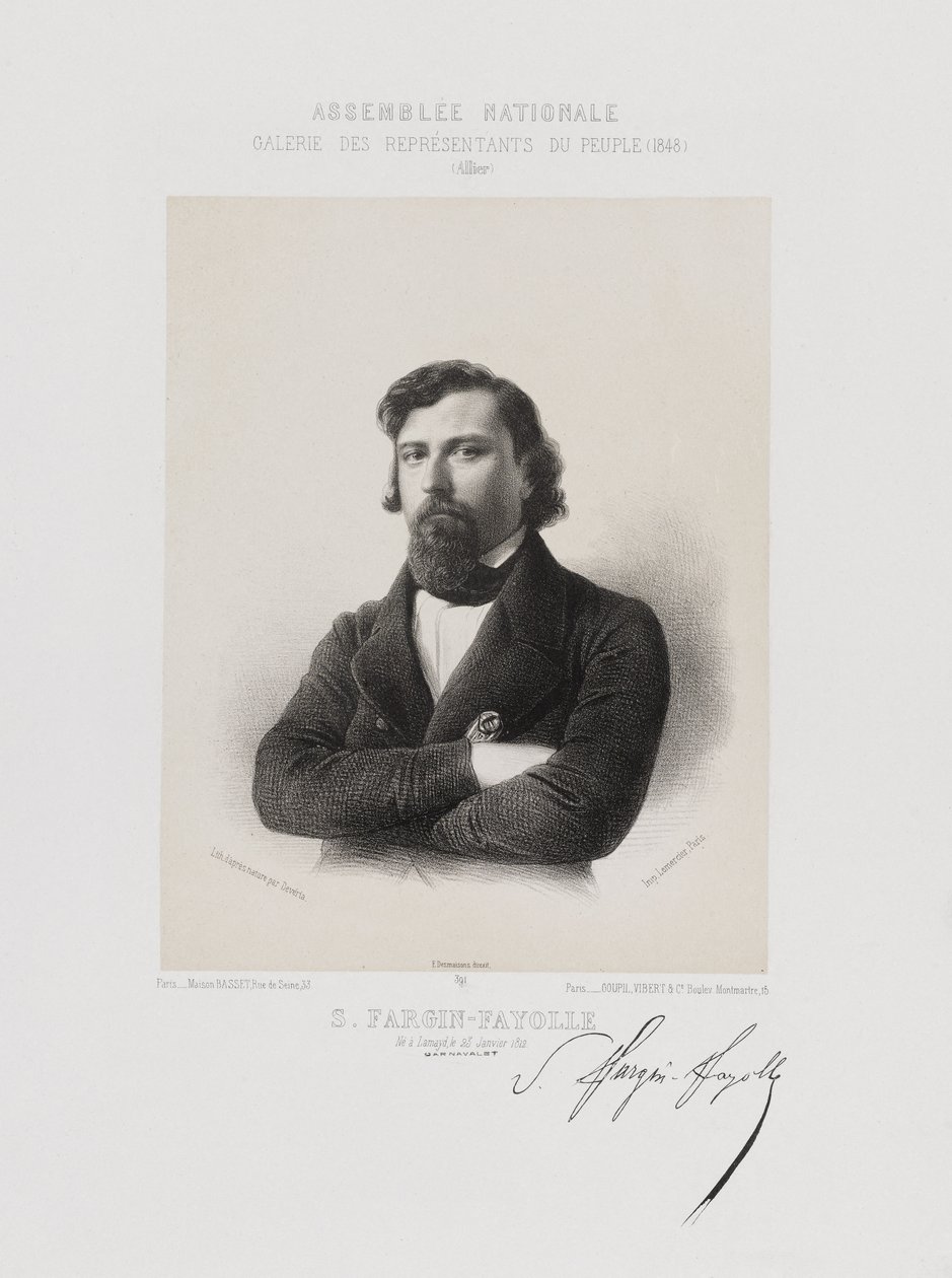 Nationalförsamlingen, galleriet för folkets representanter - Jules André Sébastien Fargin-Fayolle (Allier) av Achille Devéria