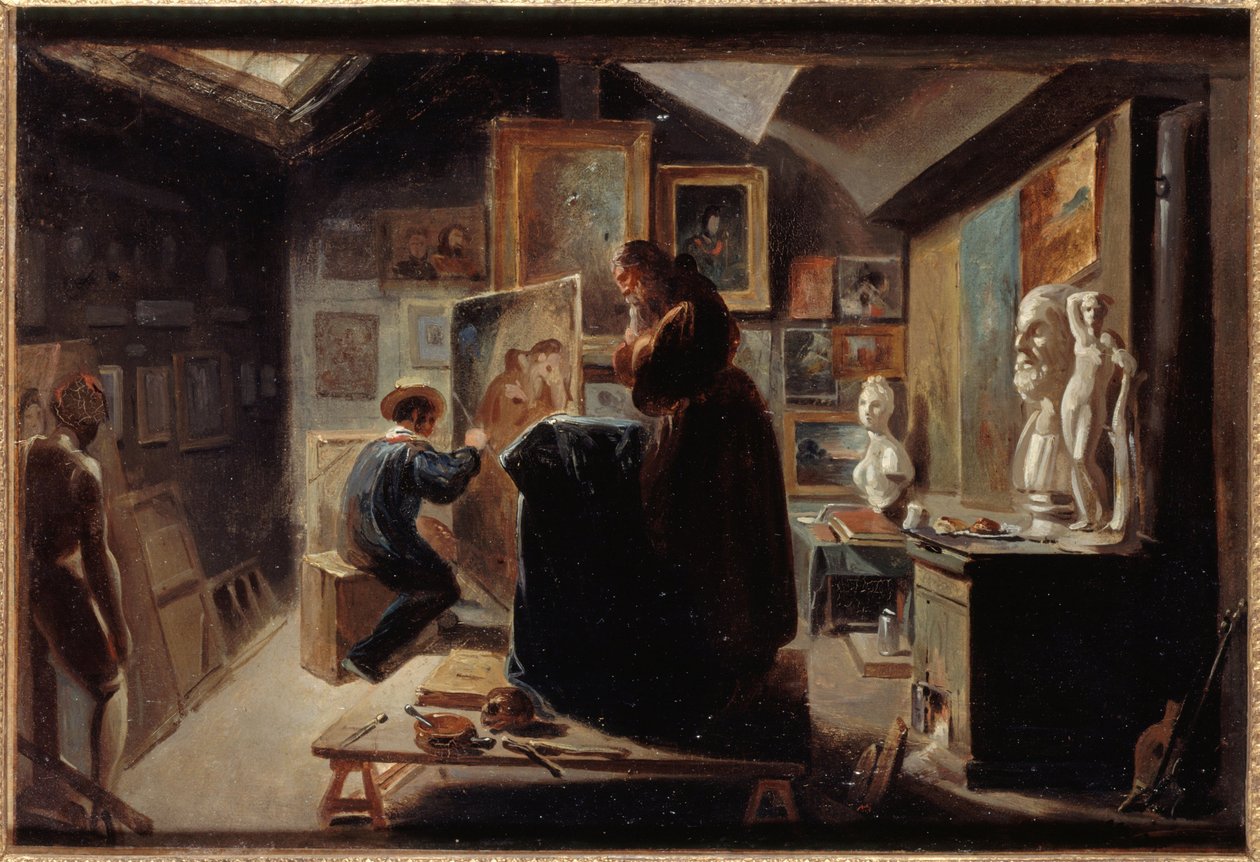 Modells pose, ca 1838 (olja på papper på duk) av Achille Devéria