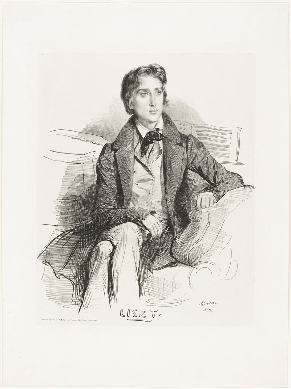 Porträtt av Franz Liszt av Achille Devéria