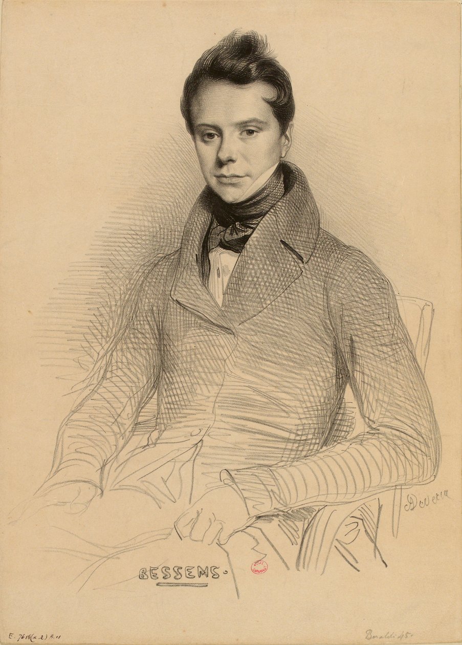 Porträtt av violinisten och kompositören Antoine Bessems 1806-1868, 1832. av Achille Devéria