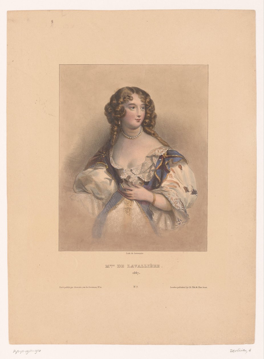 Porträtt av Louise de La Valliere Miss de Lavallière, 1667 (titel på objekt) av Achille Devéria