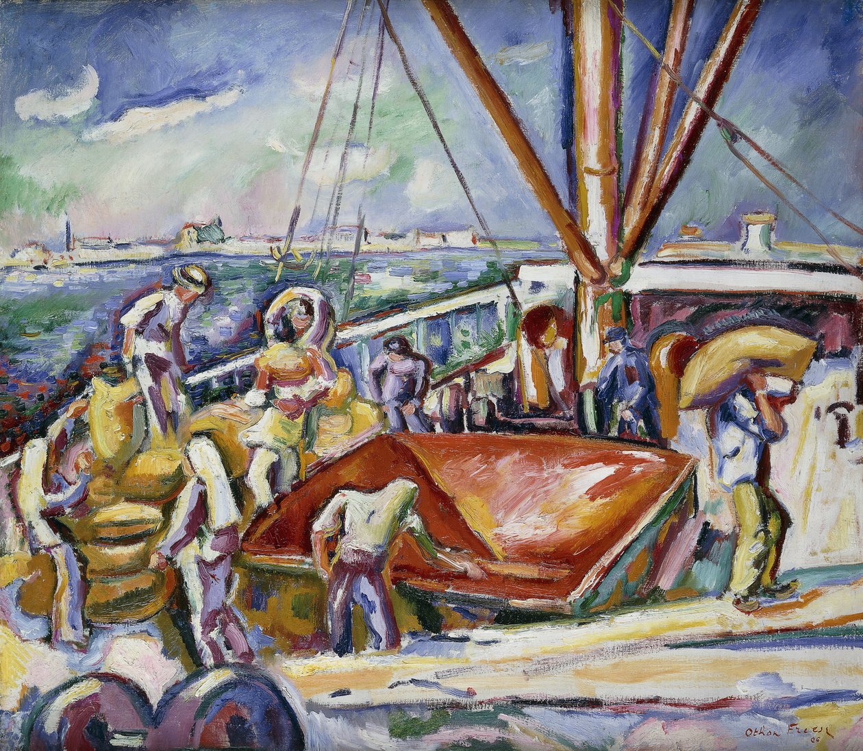 Hamnarbetare i hamnen, Antwerpen; Avlastare I Hamnen, Antwerpen av Achille Emile Othon Friesz