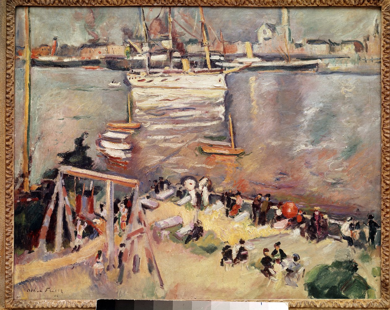 Gå in i en korvett i Antwerpens hamn Målning av Othon Friesz (1879-1949) 1906 Privat samling av Achille Emile Othon Friesz