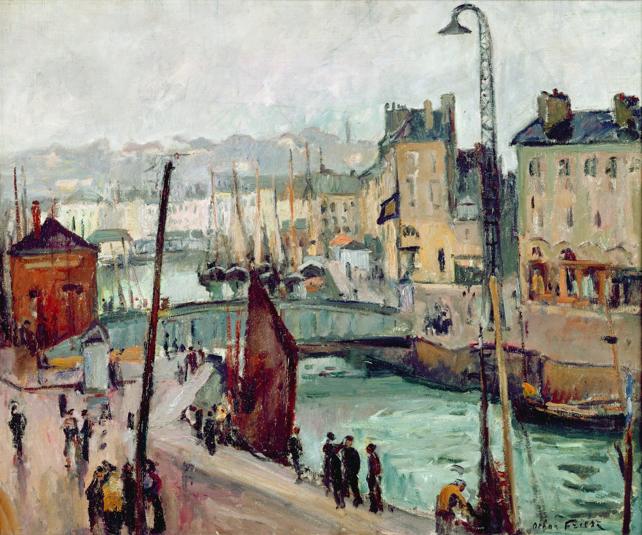 Le Havre, Bassin du Roy (olja på duk) av Achille Emile Othon Friesz
