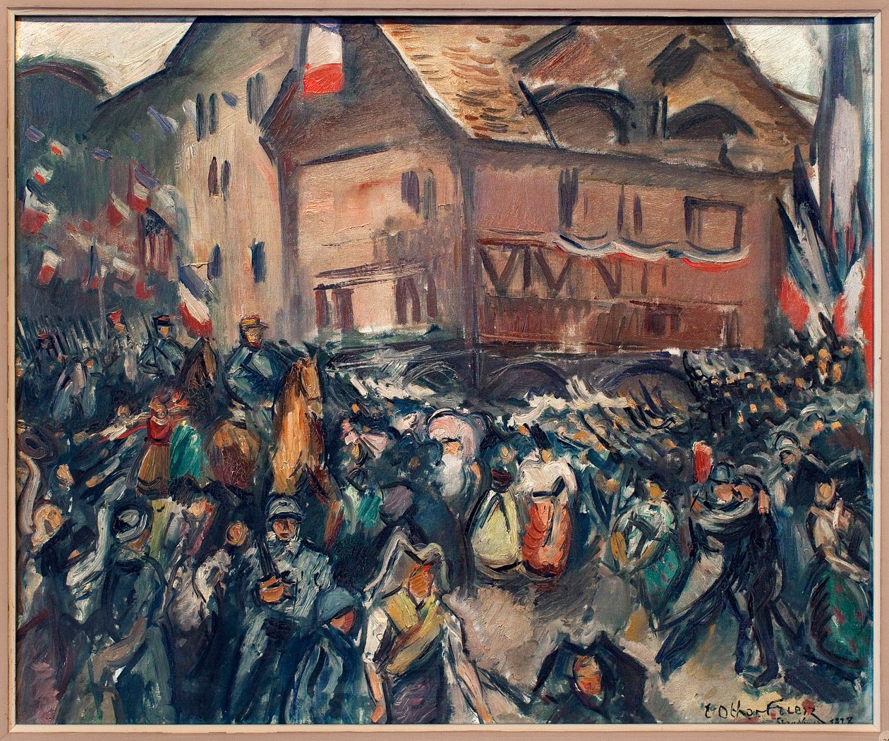 De franska truppernas intåg i Strasbourg (Bas Rhin, Frankrike), 22 november 1918. Målning av Emile Othon Friesz (1879-1949), Olja på duk av Achille Emile Othon Friesz
