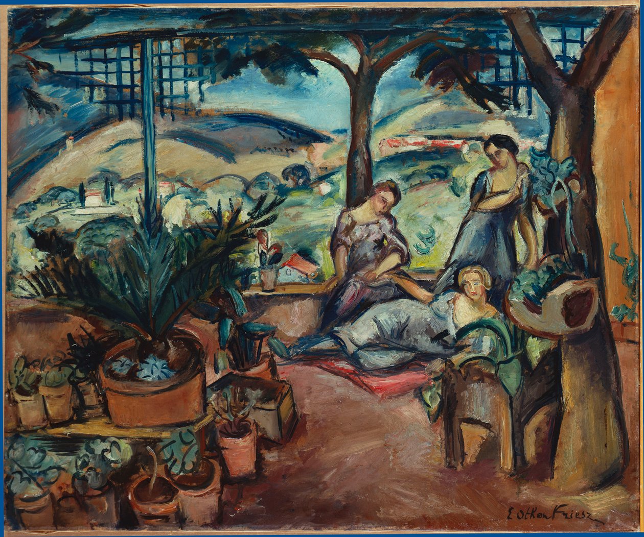 Kvinnor på terrassen (olja på duk) av Achille Emile Othon Friesz