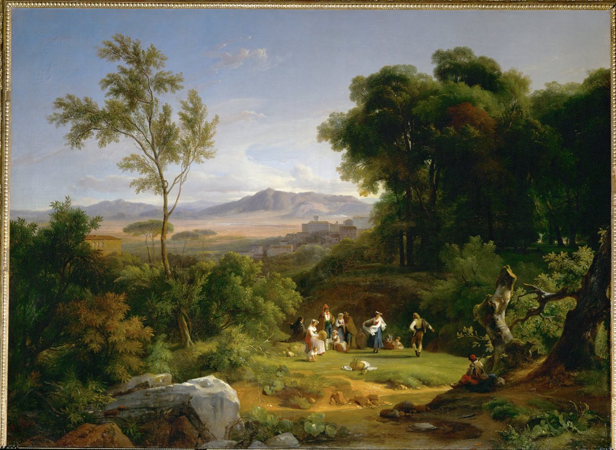 Paysage inspirire par la vue de Frascati - landskap inspirerat av utsikten över Frascati ... av Achille Etna Michallon
