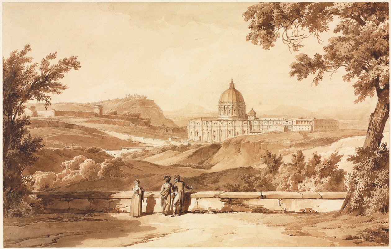 Vy över St Peters, Rom av Achille Etna Michallon