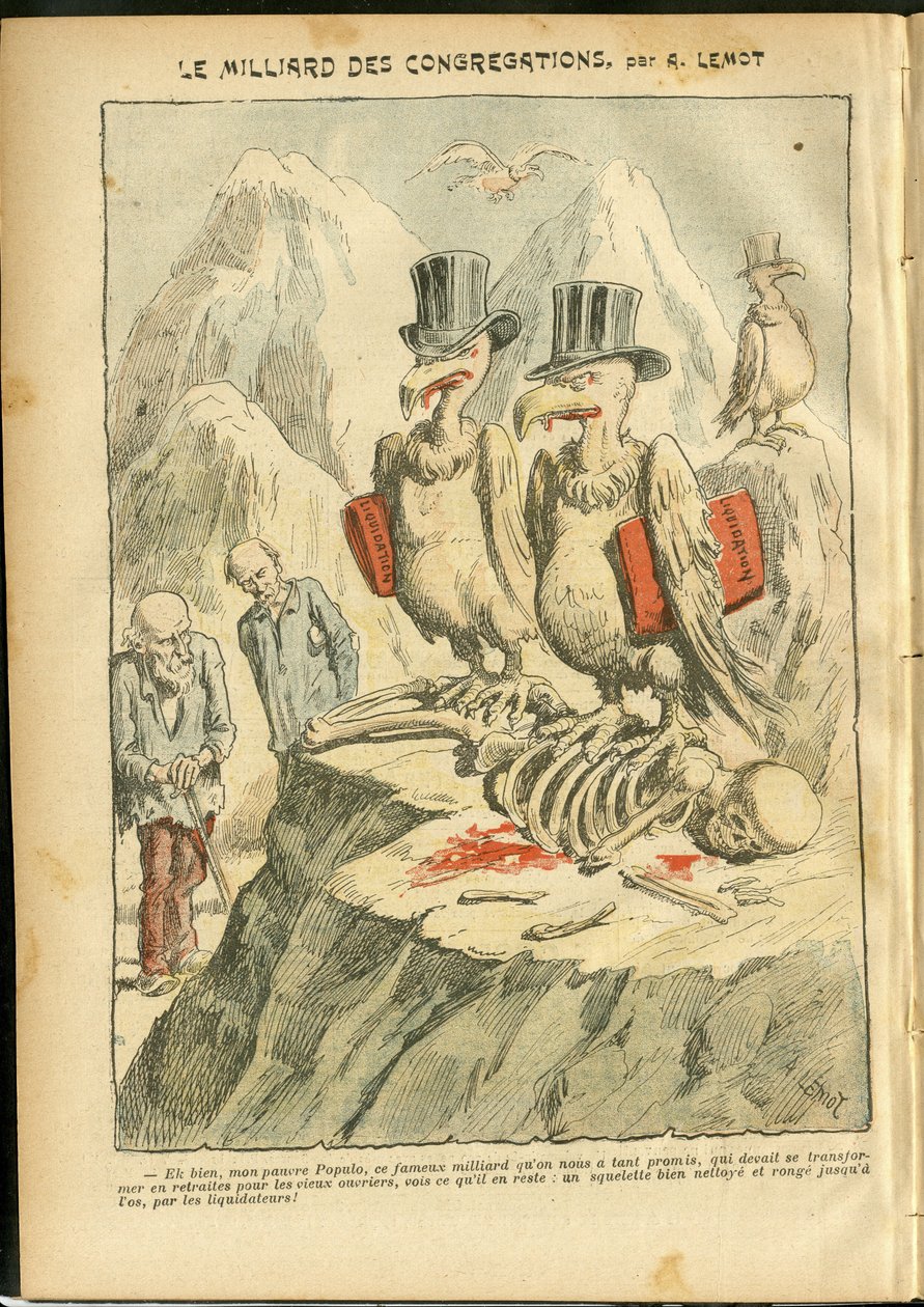 Illustration av Achille Lemot (1846-1909) i Le Pelerin, 07/10/06 - Miljarden kongregationer - Religion Tro, katolsk katolicism - Miljarder församlingar - Gamar av Achille Lemot