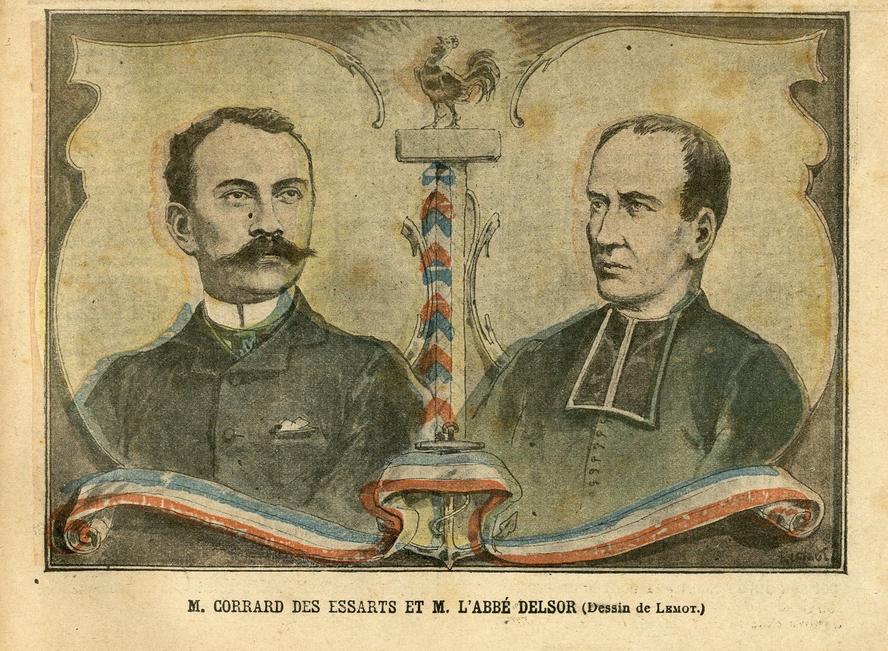 Illustration av Achille Lemot (1846-1909) i Le Pelerin, 01/24/04 - M. Corrard des essarts och M. L