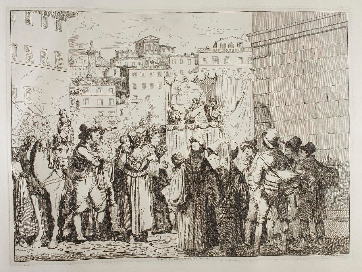 Marionettföreställning i Rom av Achille Pinelli