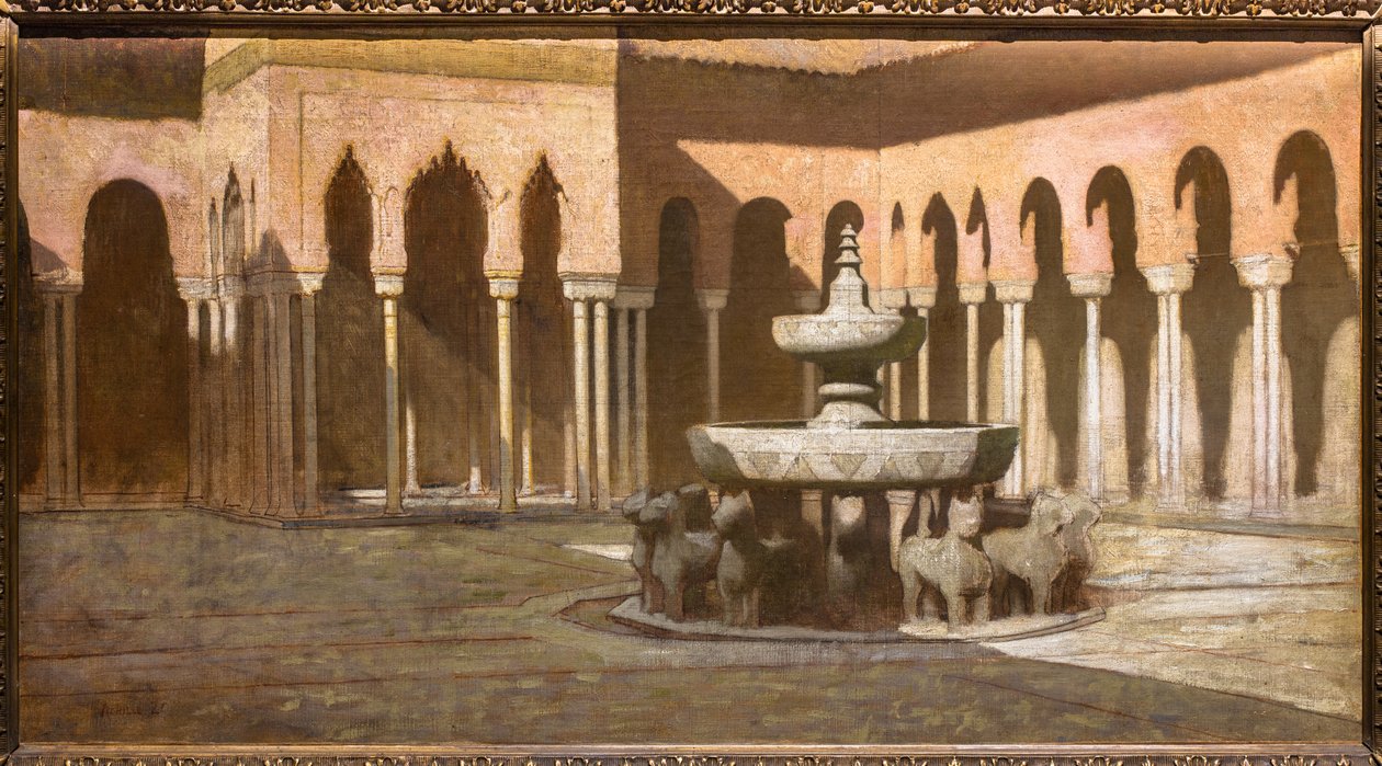Lejongården vid Alhambra (olja på duk) av Achille Zo