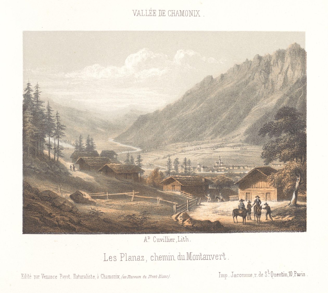 Utsikt över bergspasset Col de Balme Col de Balme (titel på objekt) Memory of Chamonix-Mont-Blanc (serietitel) Museum du Mont-Blanc (serietitel på föremål) av Ad. Cuvillier