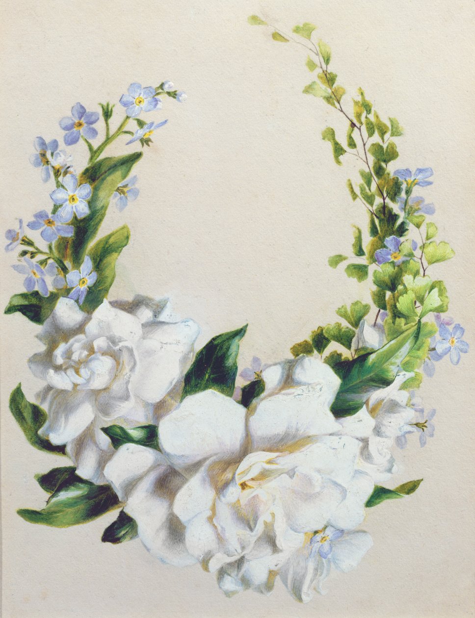 Blomstergirland (akvarell på papper) av Ada Hanbury