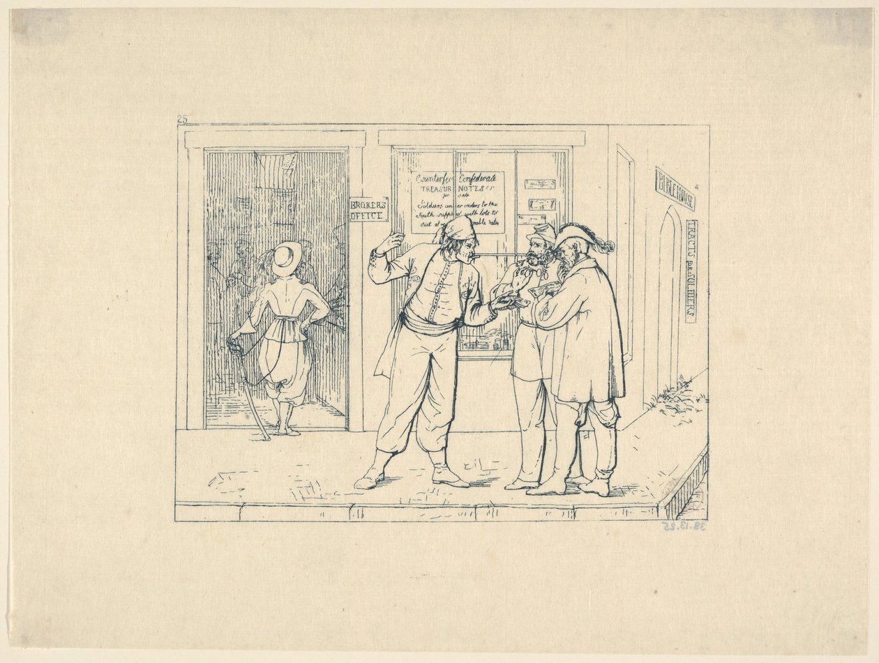 Förfalskade konfedererade sedlar offentligt utbjudna till försäljning i Broderlig kärleks stad..., 1861-63. av Adalbert John Volck
