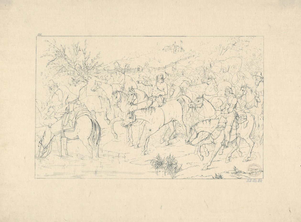 General Stuarts återkomst från Pennsylvania från Confederate War Etchings, 1861-63. av Adalbert John Volck