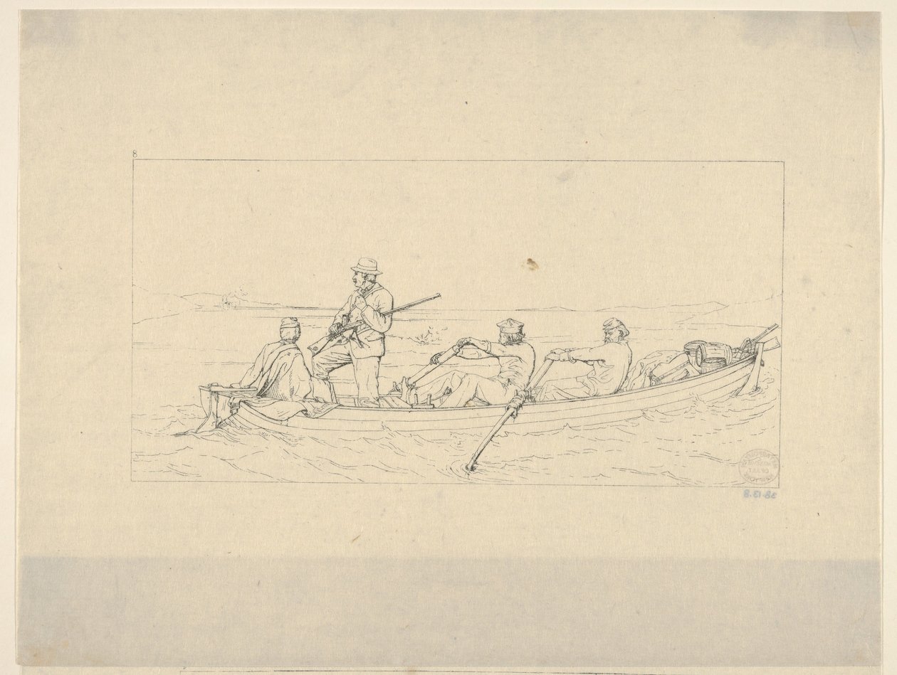 Marylanders som korsar Potomac för att gå med i södra armén från Confederate War Etchin..., 1861-63. av Adalbert John Volck