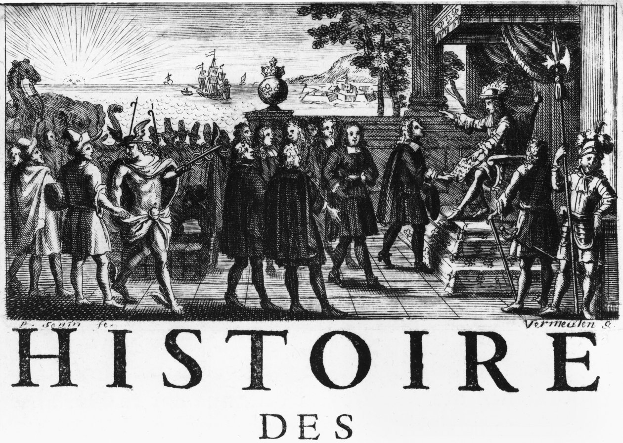 Msingi na Louis XIV, mfalme wa Ufaransa, wa Mashariki ya India Companyswed av Adam Frans van der Meulen