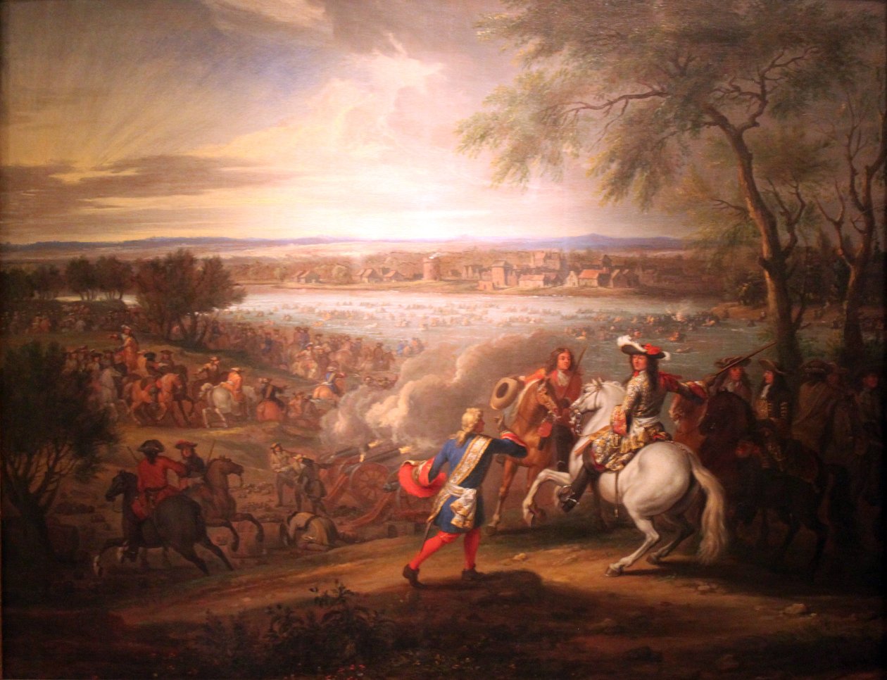 Ludvig XIV, kung av Frankrike, korsar Rhen vid Lobith den 12 juni 1672 av Adam Frans van der Meulen