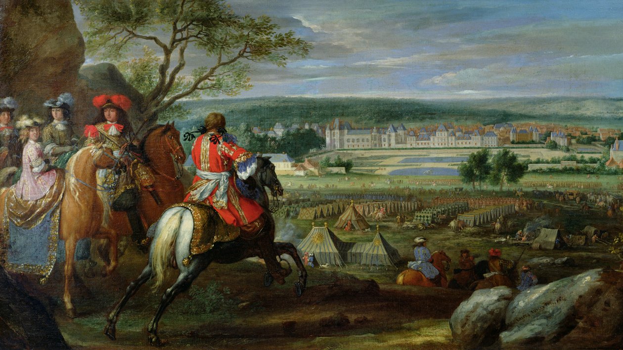 Utsikt över slottet Fontainebleau från blomsterbäddssidan, 1669 av Adam Frans van der Meulen