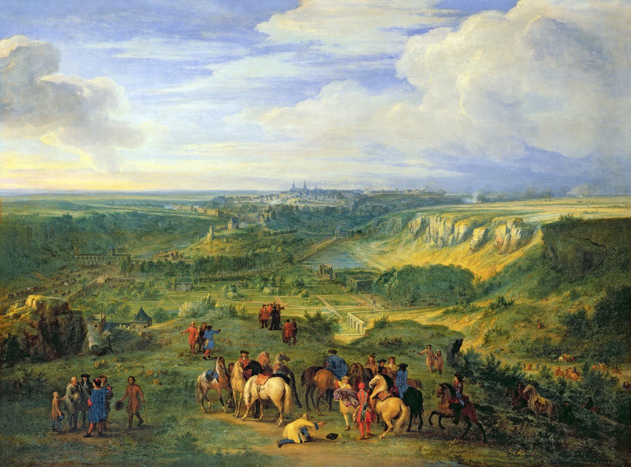 Utsikt över staden Luxemburg från nära Mansfeld-baden, 1684 av Adam Frans van der Meulen