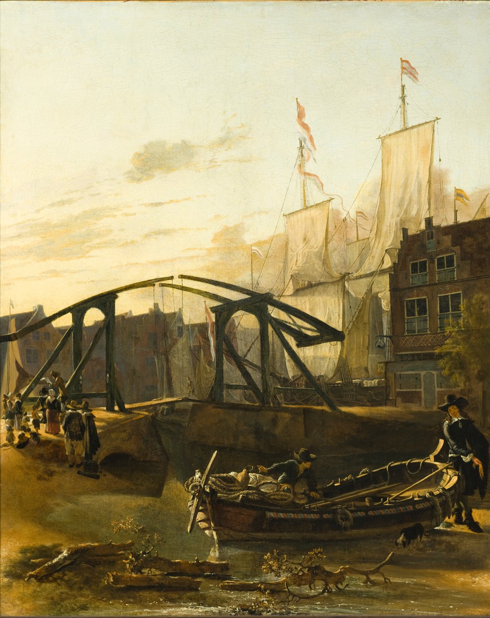 View of a Harbour in Schiedam av Adam Pynacker